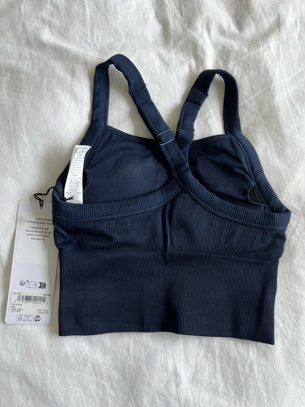 ALO Yoga Navy Ribbed Tank Sports Bra - Picture 2 of 2